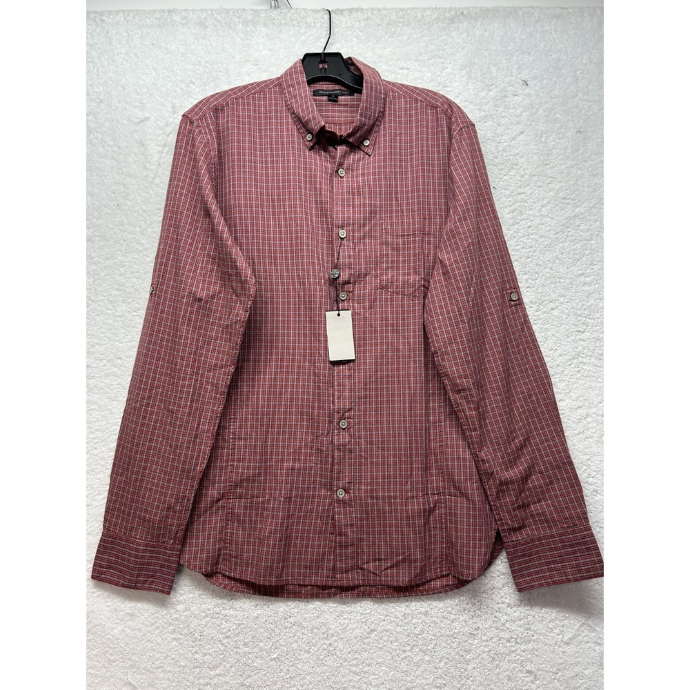 John Varvatos Mens Size M Red Long Sleeve Button Up Cotton Shirt (T4)